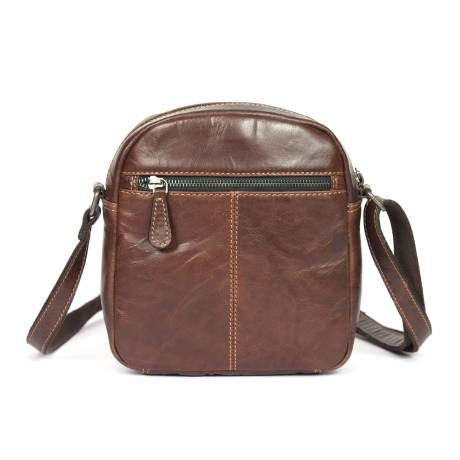 Aaron Leather Goods-Sac messager en cuir Polaris - Marron foncé