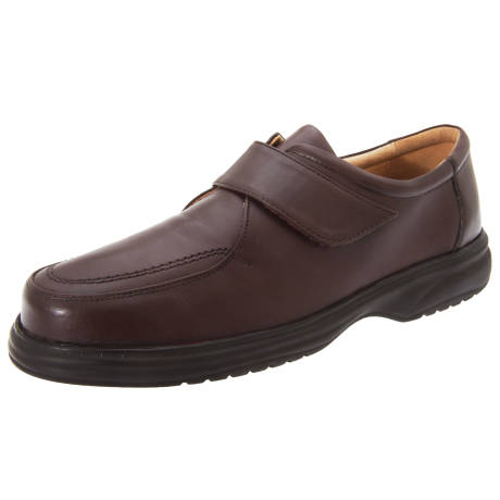 Roamers - Superlite - Chaussures de ville larges en cuir avec sangle à scratch - Homme