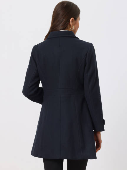 Allegra K- Classic Single Breasted Outwear Overcoat with Pockets