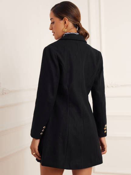 Allegra K - Classic Notch Lapel Double Breasted Coat