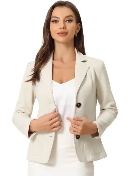 Allegra K - Faux Suede Lapel Button Down Blazer