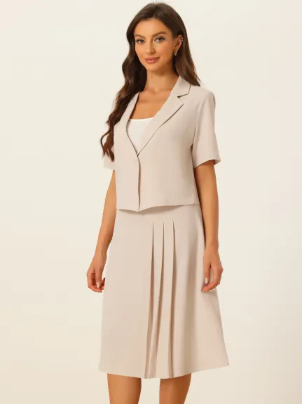 Allegra K - Summer Dressy Blazer Skirt Suit Set