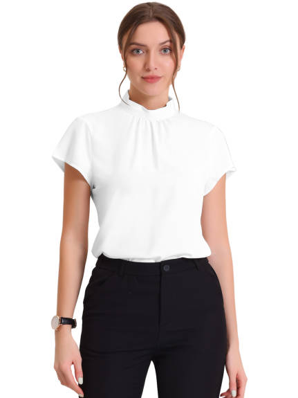 Allegra K - Mock Neck Pleated Top