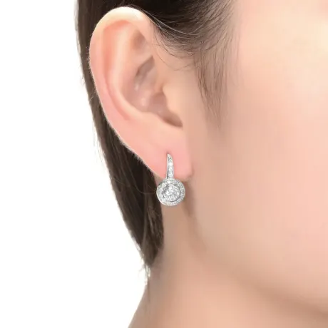 Boucles d'oreilles pendantes en argent sterling avec zircons cubiques colorés ronds