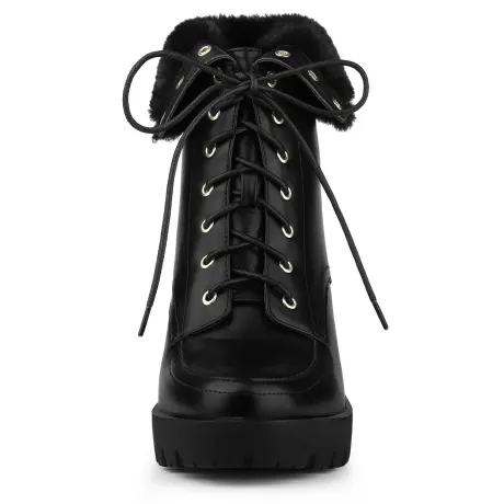 Allegra K - Platform Lace Up Foldable Shaft Boots