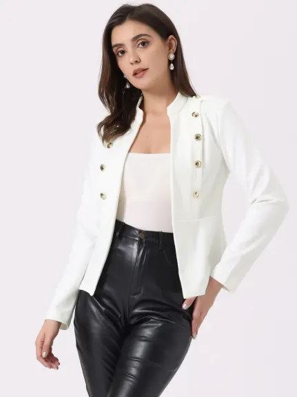 Allegra K- Blazer Steampunk Peplum Double Breasted