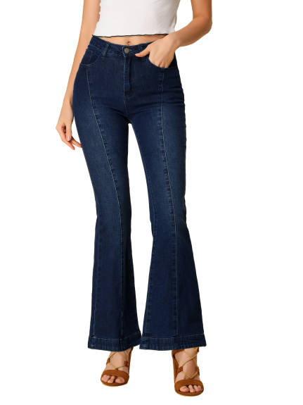 Allegra K - High Waist Stretchy Skinny Flare Jeans