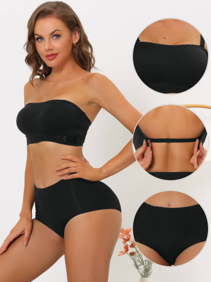 Allegra K- Removable Straps Non-Slip Bra and Panty Set