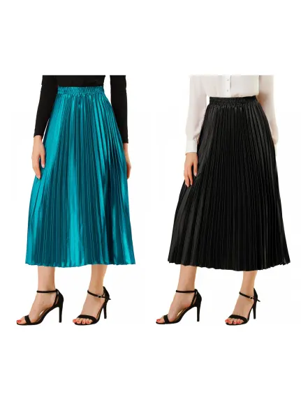 Allegra K - Accordion Pleated Skirt Pack, Black Combo 2