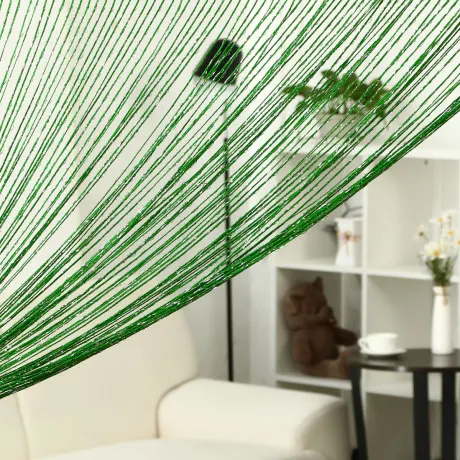 PiccoCasa- String Curtain Fringe Panel Thread Strip Backdrop Divider 39" x 79"(WH)