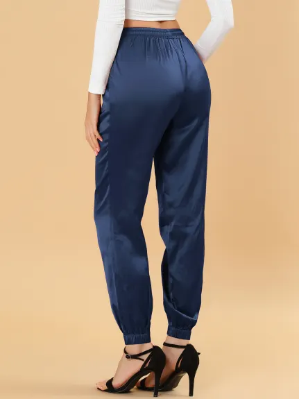 Allegra K- Pantalon d'athlétisme à taille élastique, longueur cheville, jogging