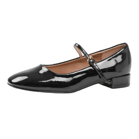 Where's That From - Womens/Ladies Minsk Patent Leather Buckle Detail Low Heel Pumps