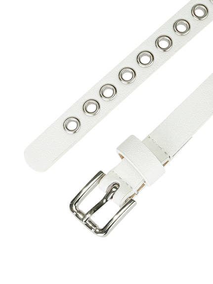 Allegra K- Grommet Belt Leather Skinny Plus Size Waist Belt