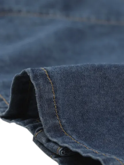 Allegra K- Robe chemise en jean boutonnée à col licou