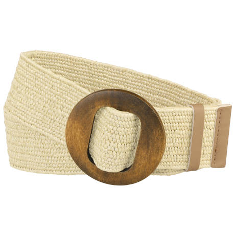 Allegra K- Wide Waist Stretch Woven Belt Wooden Buckle