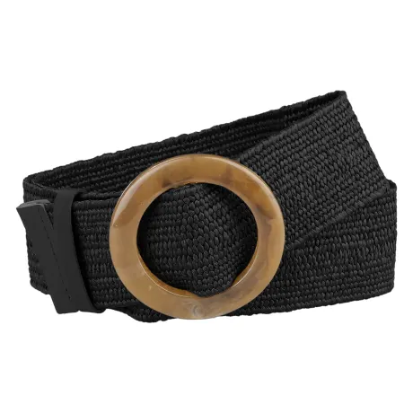 Allegra K- Stretch Woven Belt Wide Round Buckle