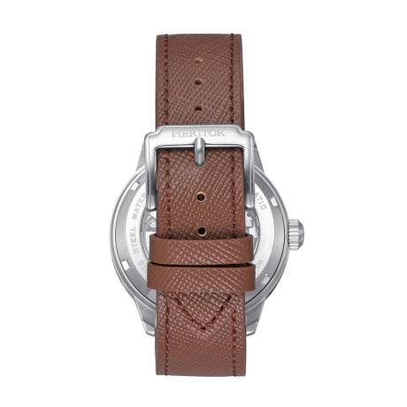 Heritor Automatic Argento Leather-Band Watch - Rose Gold/Black