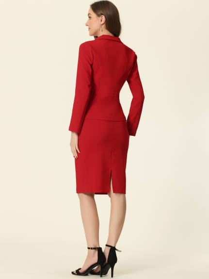 Allegra K- 2 Piece Suit Set Blazer and Pencil Skirt