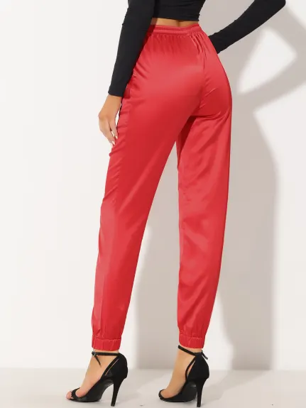 Allegra K- Pantalon d'athlétisme à taille élastique, longueur cheville, jogging