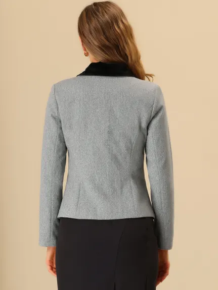 Allegra K- manteau d’hiver de paon à col contrasté