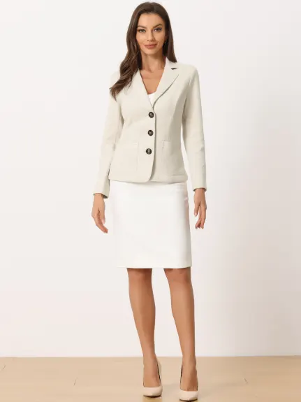 Allegra K - Faux Suede Lapel Button Down Blazer