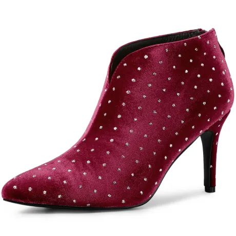 Allegra K - V Shaped Stiletto Heel Ankle Boots