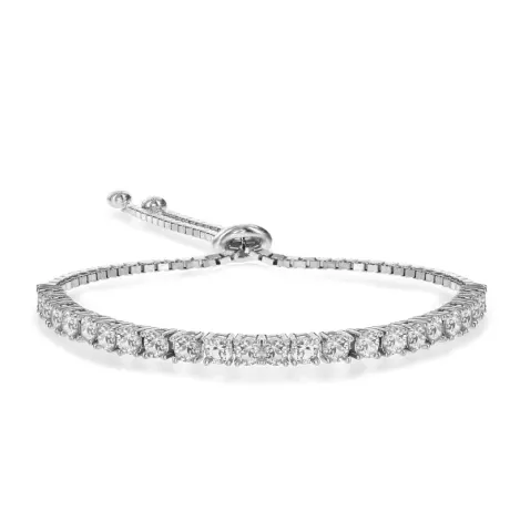 Rachel Glauber Bolo Adjustable Bracelet with Round Clear Cubic Zirconia