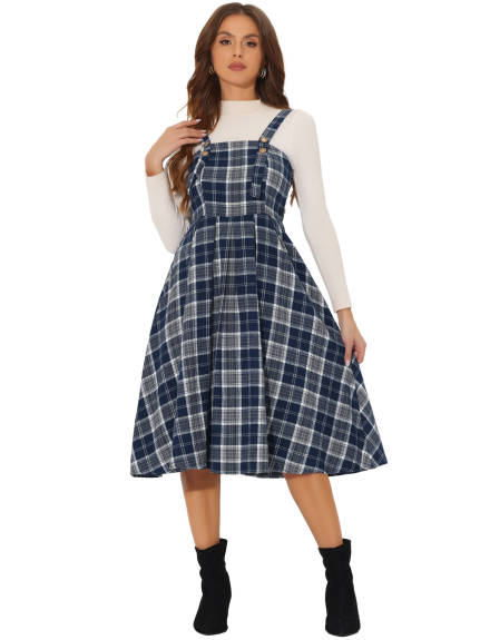 Allegra K- Plaid Overalls Pinafore Dress Suspender Skirt