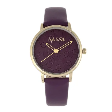 Sophie and Freda - Breckenridge Leather-Band Watch - Gold/Purple