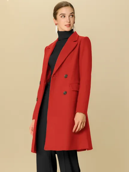 Allegra K- Trench-coat à poche et ceinture à double boutonnage