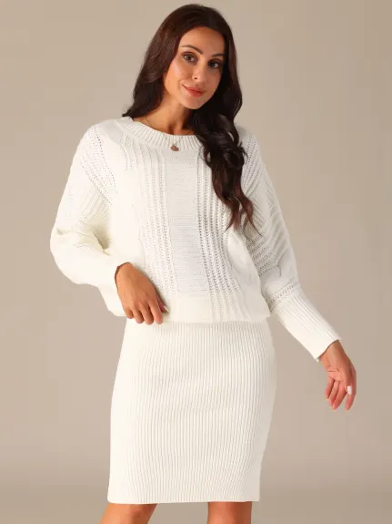 Allegra K - Batwing Sleeve Sweater Pullover Dress