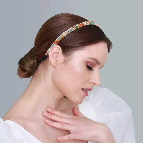 Unique Bargains- 2 Rows Rhinestone Hairband Headband