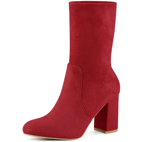 Allegra K- Stretch Foldable Block Heel Sock Boots