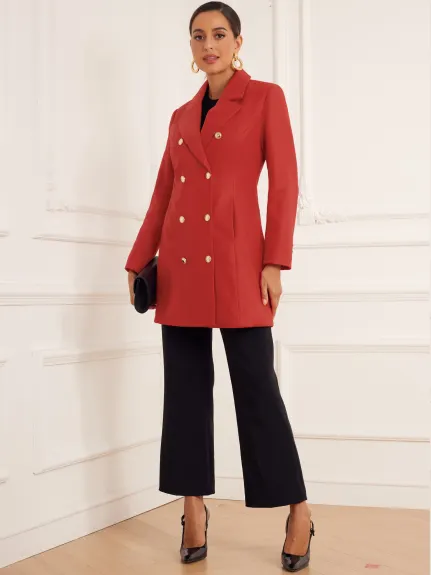 Allegra K - Manteau Classique à Double Boutonnage avec Revers en Pointe