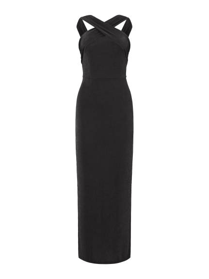 INSPIRE CHIC - Halter Neck Split Hem Bodycon Maxi Dress