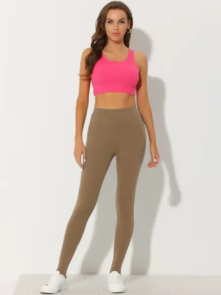 Allegra K - Pantalon de leggings d'étrier de yoga élastique doux et solide