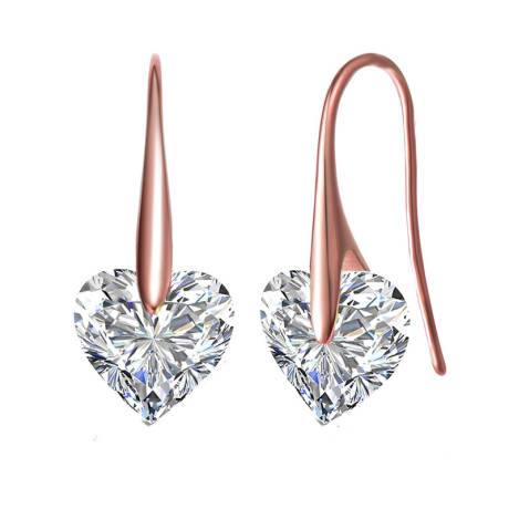 Genevive Sterling Silver with Colored Heart Shaped Cubic Zirconia Hook Earrings