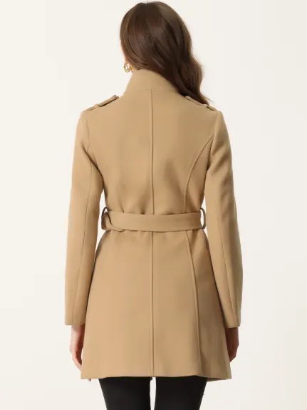 Allegra K - Trench-coat d'hiver zippé à col montant