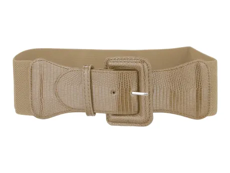Allegra K- Elastic Waist Belt Rectangular Chunky Buckle