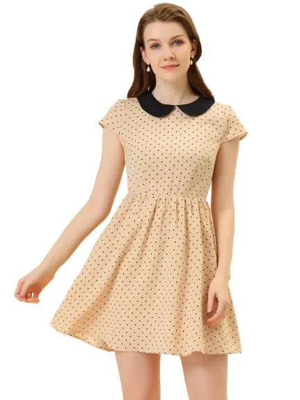 Allegra K- Peter Pan Collar Above Knee A-Line Dress