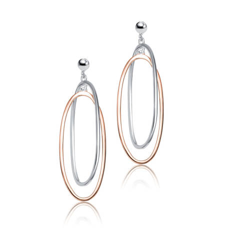 Genevive Sterling Silver Two-Tone Oval Earrings