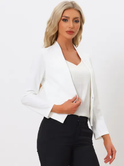 Allegra K- Office Suit Veste blazer courte sans col