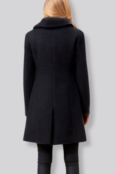 Freja Coat Double Breasted Removable Faux Fur Collar