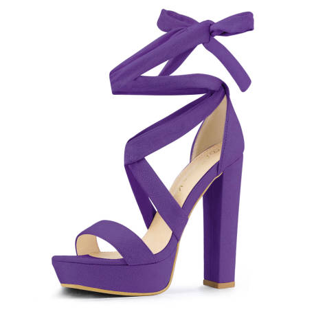 Allegra K- Lace Up Platform Heel Sandals