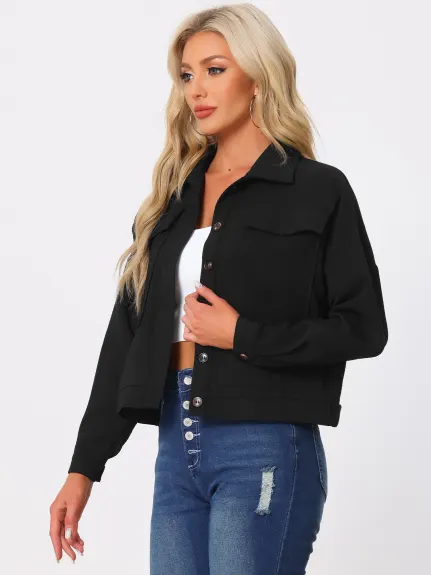 Allegra K- Waffle Shacket Drop Shoulder Jackets