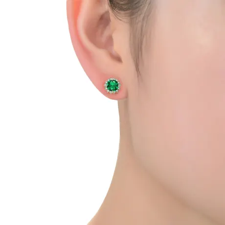 Genevive Boucles d'oreilles à tige en argent sterling avec boutons en oxyde de zirconium coloré