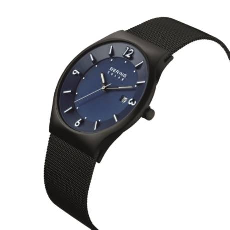 BERING - Montre solaire en acier inoxydable pour hommes de 40 mm en noir/noir