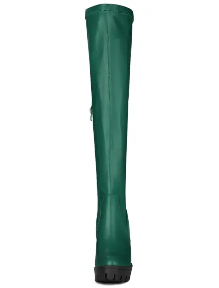 Allegra K - Chunky Heel Over Knee High Boots