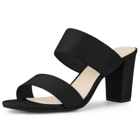 Allegra K - Opened Toe Block Heeled Slide Sandals