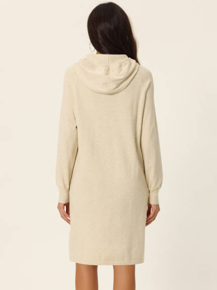 Allegra K- Pullover Sweatshirt Long Sleeve Hoodie Dress